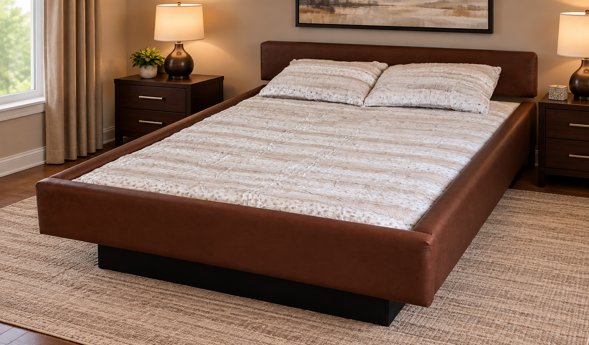 Lecce Complete Waterbed Padded Faux Leather with Flat Headboard