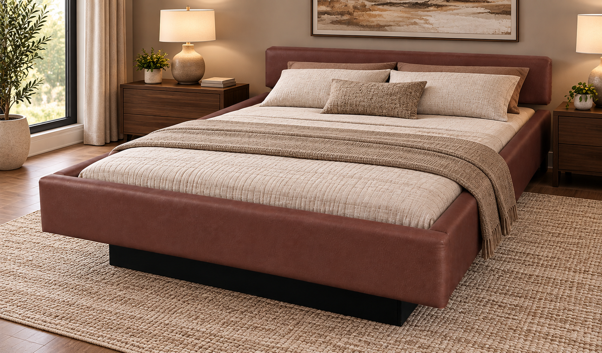 Lecce Complete Waterbed Padded Faux Leather with Flat Headboard