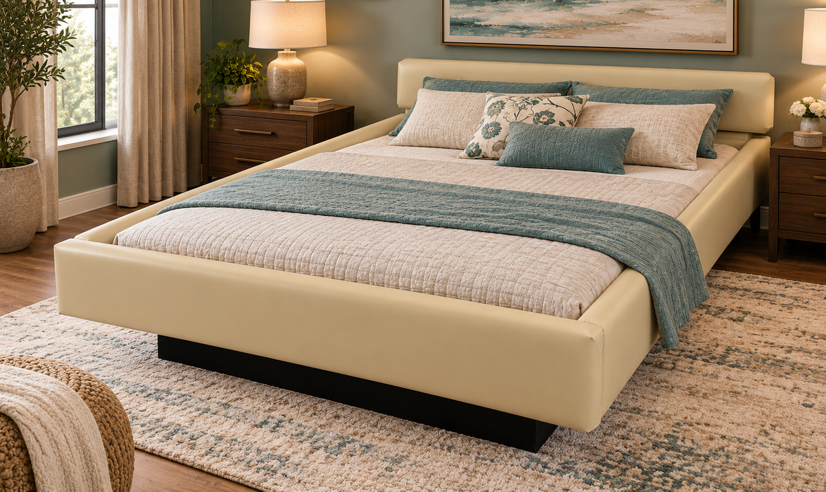 Lecce Complete Waterbed Padded Faux Leather with Flat Headboard