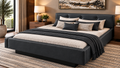 Ancona Complete Waterbed Padded Faux Leather with Tufted Flat Headboard