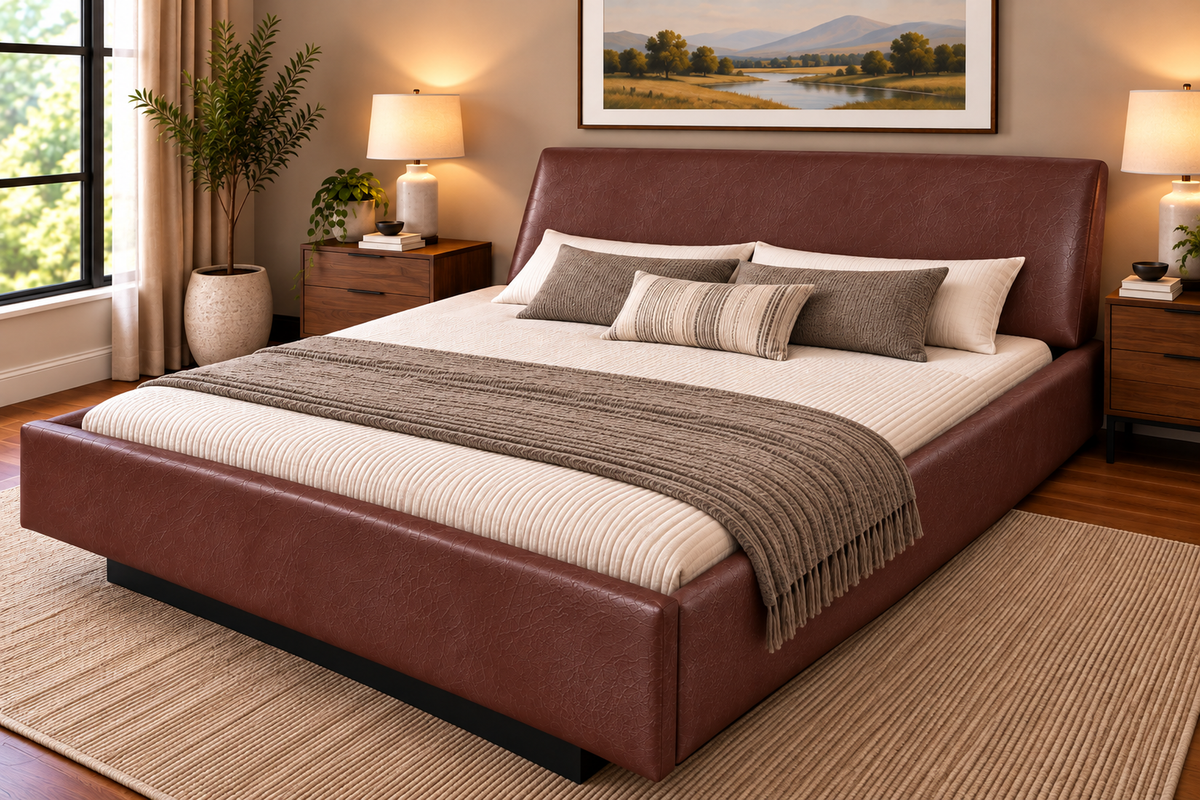 Scalea Complete Waterbed Padded Faux Leather with Large Angled Headboard