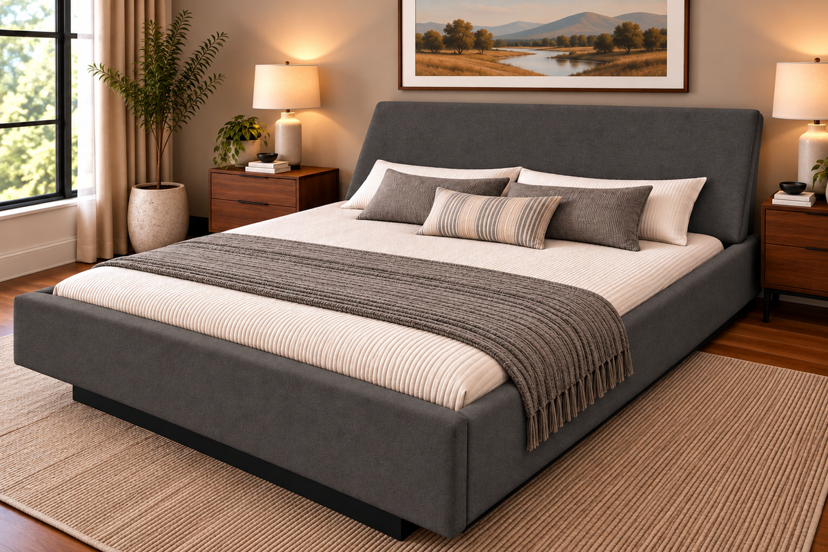Scalea Complete Waterbed Padded Fabric with Large Angled Headboard