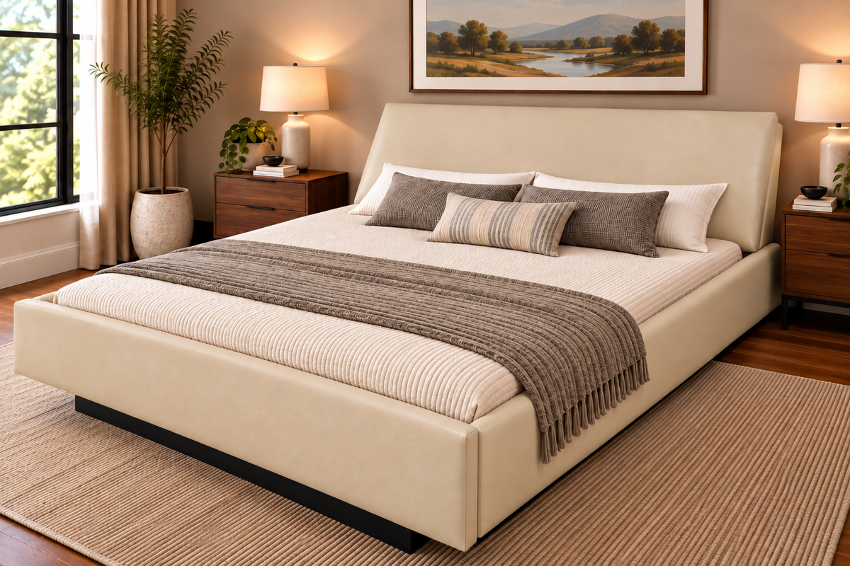 Scalea Complete Waterbed Padded Faux Leather with Large Angled Headboard