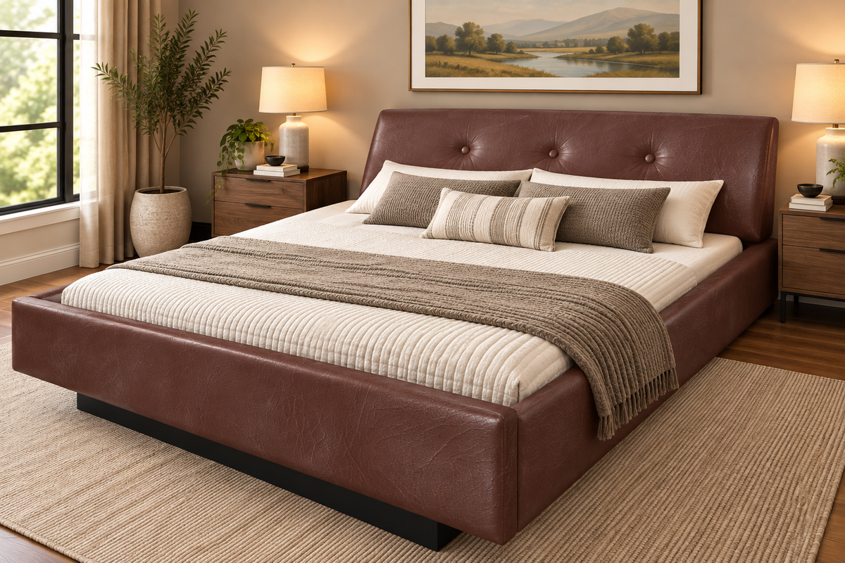 Urgento Complete Waterbed Padded Faux Leather with Large Tufted Angled Headboard