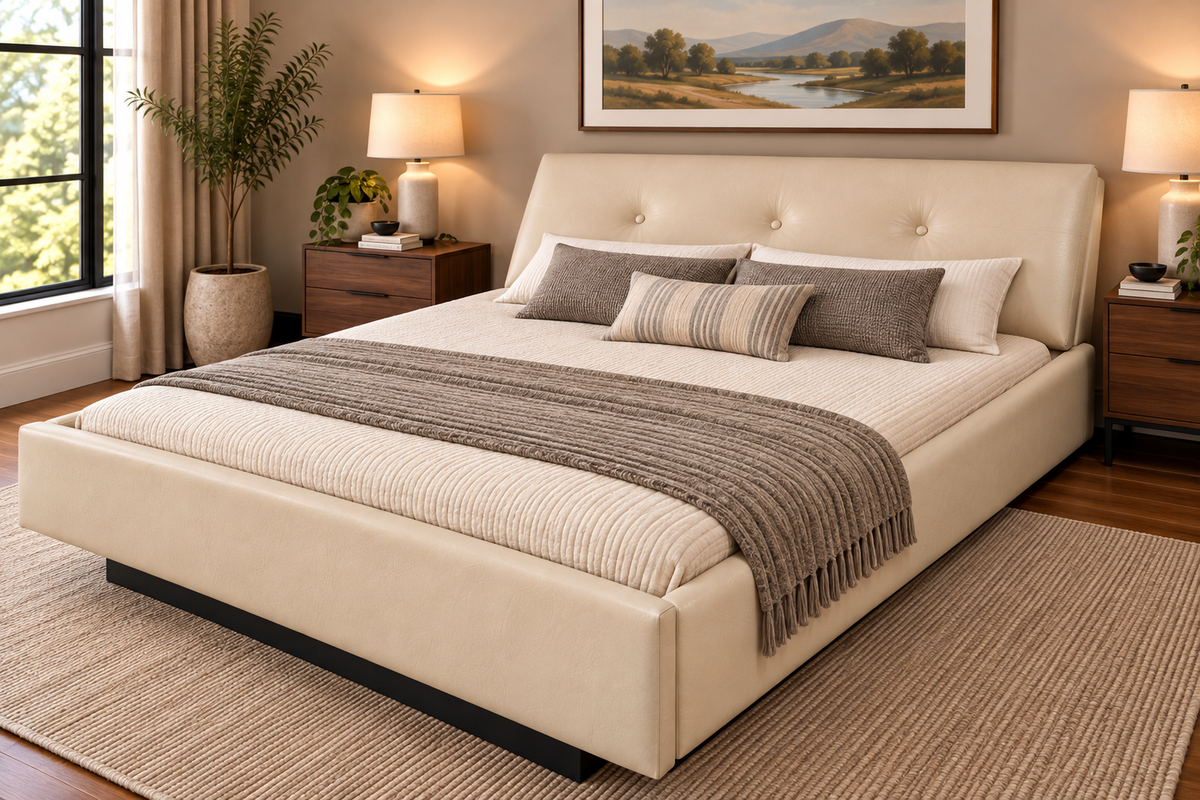 Urgento Complete Waterbed Padded Faux Leather with Large Tufted Angled Headboard