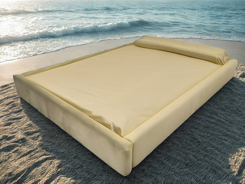 Photo of complete padded hardside waterbed microsuede fabric without headboard