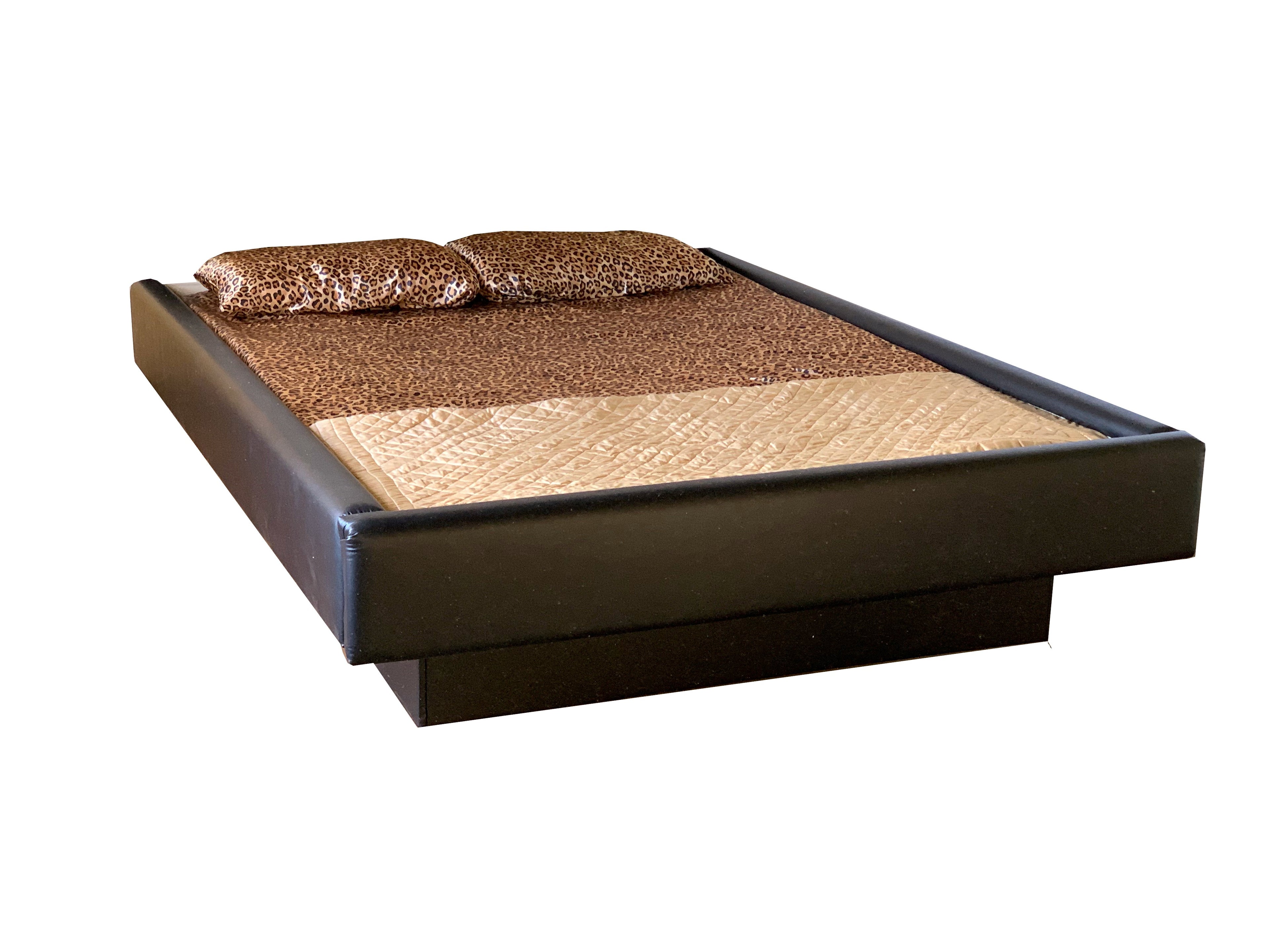 Photo of complete padded hardside waterbed faux leather without headboard