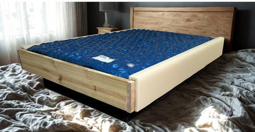 Photo of COVERALL  Padded Rail Caps on wood frame waterbed
