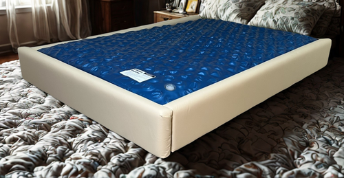 Photo of COVERALL  Padded Rail Caps on wood frame waterbed