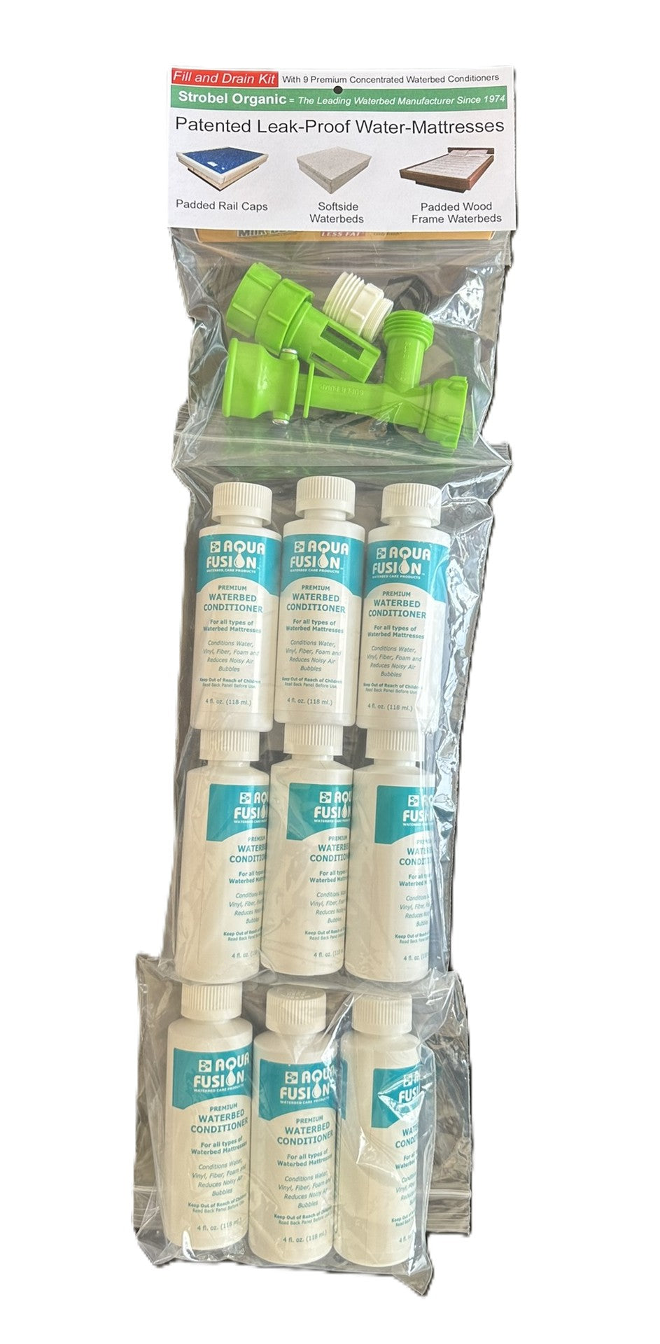 Waterbed Fill & Drain Kit with 9 Bottles of Premium Concentrated Conditioner