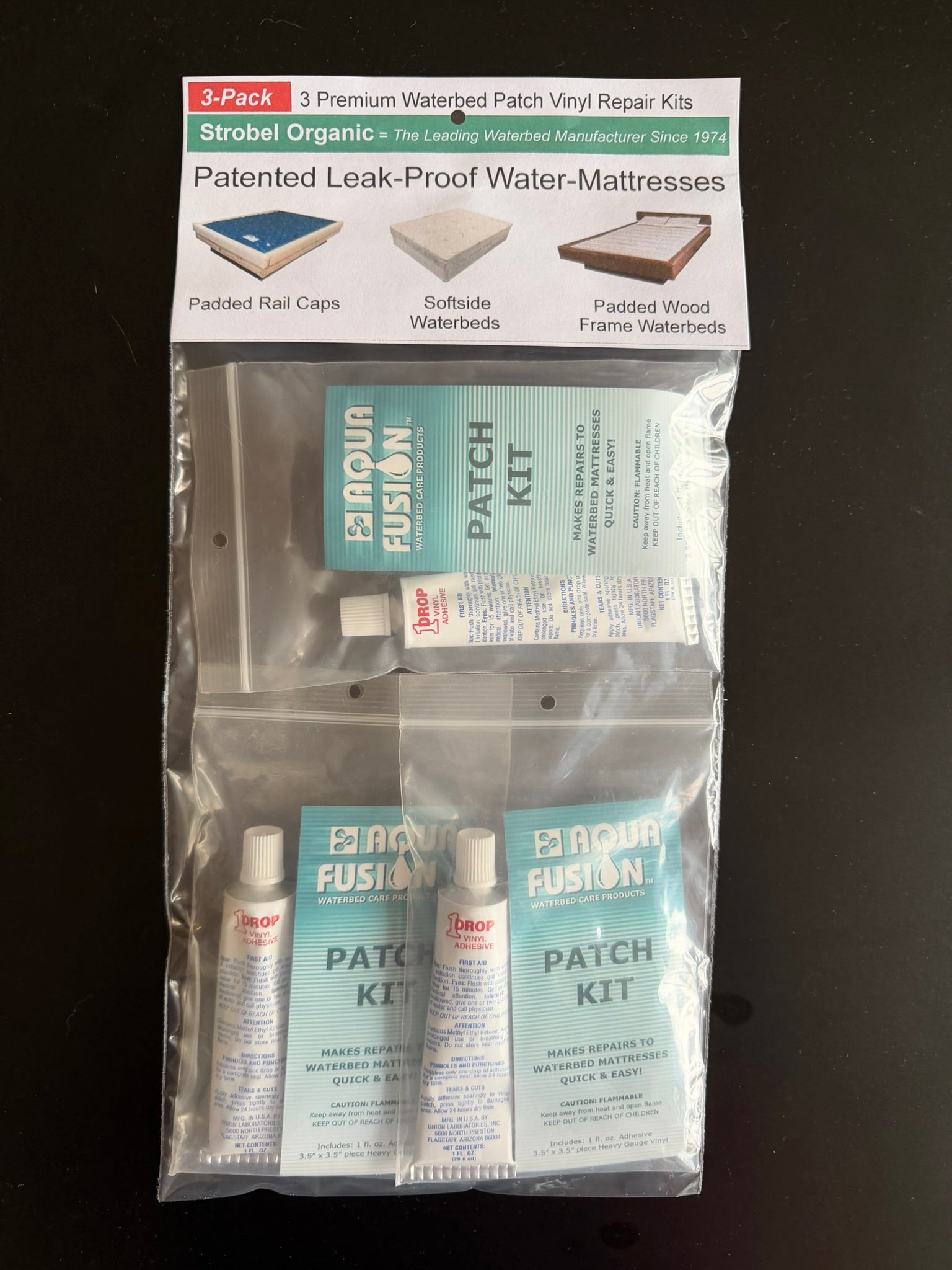 Waterbed Repair Patch Kit – Vinyl Adhesive & Patch Set (3 Pack)