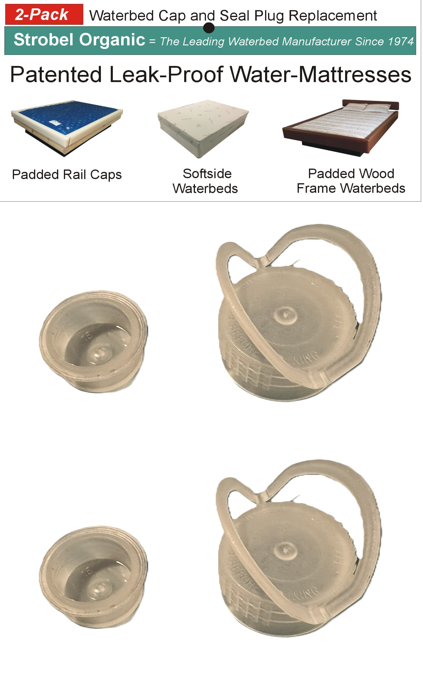 Waterbed Pull Up Cap & Plug Seal – 2 Pack